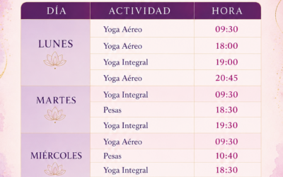 Horarios de clases de yoga Julio 2026